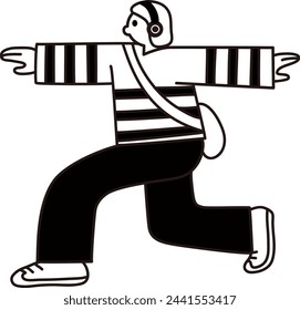 Line drawing vector of a woman with outstretched arms
