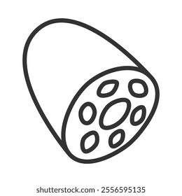 Line drawing vegetable single item icon lotus root