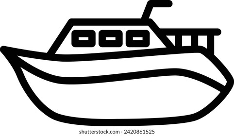 Line drawing vehicle icon illustration pleasure boat