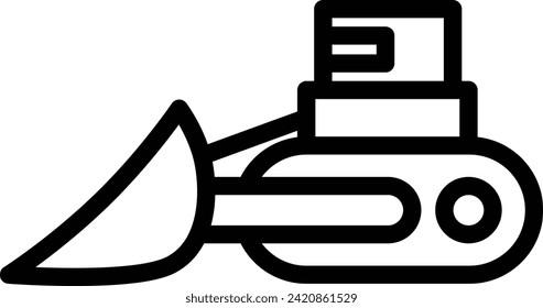 Line drawing vehicle icon illustration bulldozer