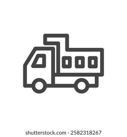 Line drawing vehicle-related single item icon dump truck