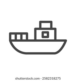 Line drawing vehicle-related single item icon fishing boat