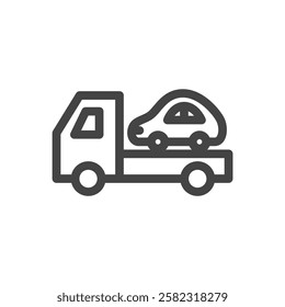 Line drawing vehicle-related single item icon Towing vehicle