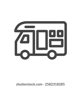 Line drawing vehicle-related single item icon camper