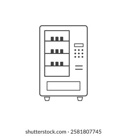 Line drawing of vending machine shelves with button panel tray