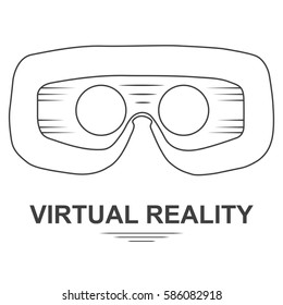 line drawing, virtual reality, print, sticker VR helmet view