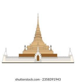 line drawing Wat Phra That Chae Haeng, Nan Province, Thailand