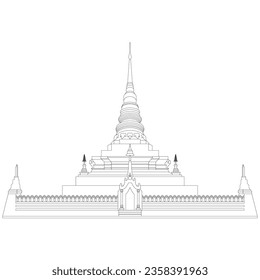 line drawing Wat Phra That Chae Haeng, Nan Province, Thailand