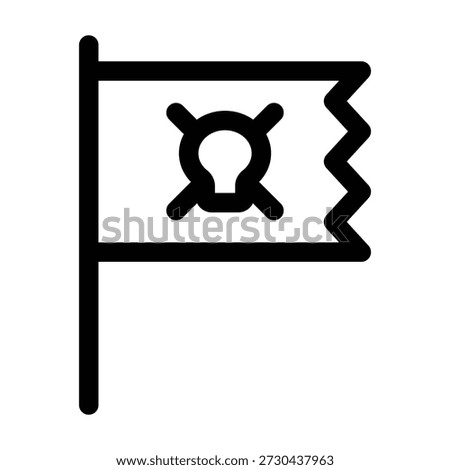 A line drawing of a waving flag attached to a vertical pole. The flag features a square emblem in the center marked with a cross or 'X', symbolizing prohibition, error, or a specific signal.