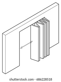 Line Drawing Of A Wide Accordion/concertina Folding  Door.