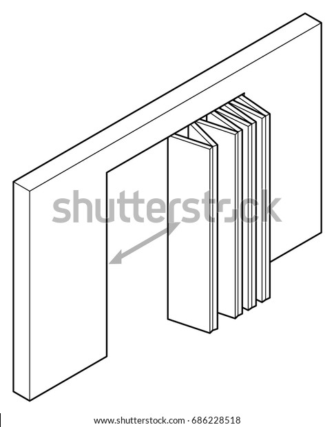 Line Drawing Wide Accordionconcertina Folding Door เวกเตอร์สต็อก (ปลอด