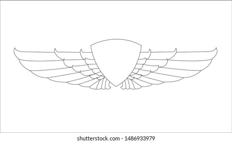 Line drawing wing vector isolated on white ground