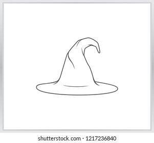 Line drawing witch hat. hat icon
