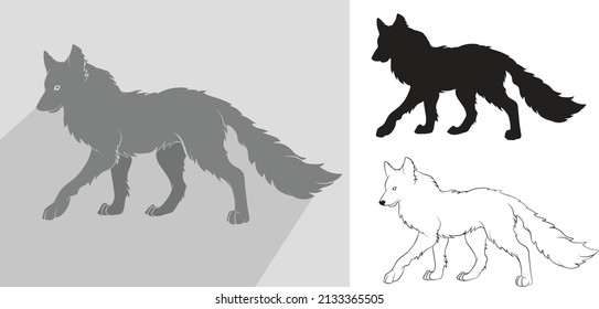 Line drawing of a wolf, Vector illustration of predators, An idea for a company logo