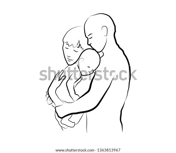 woman holding a baby sketch