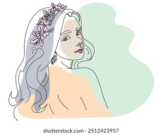 Line drawing woman . Modern Minimalist Style. Vector Illustration For Posters, t-shirts prints