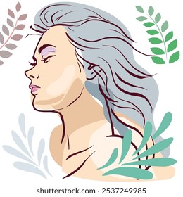 Line drawing woman. Modern Minimalist Style. Vector Illustration For Posters, t-shirts prints