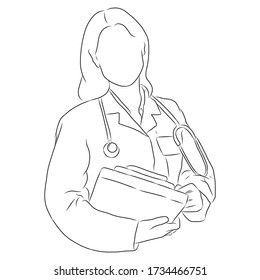 line drawing of the woman standing and her file name