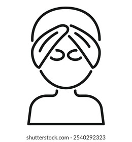 Line drawing of a woman wearing a towel on her head, enjoying a spa treatment