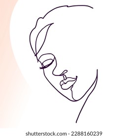 Line drawing of woman's face. Abstract minimal woman portrait. illustration Vector