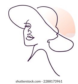 Line drawing of woman's face. Abstract minimal woman portrait. illustration Vector
