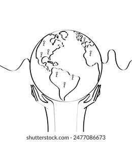 line drawing world population day vector