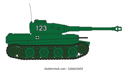 Line drawing of a World War 2 heavy German Tiger type tank