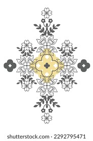 Line drawing yellow gray flowers on a white background for your design seamless vector illustration