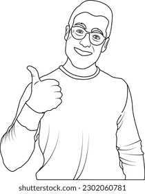 Line Drawing Of Young Happy Businessman Line Art 