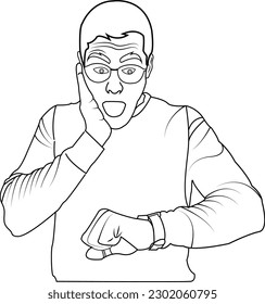 Line Drawing Of Young Happy Businessman Line Art 