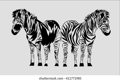 Line drawing zebra graphic design