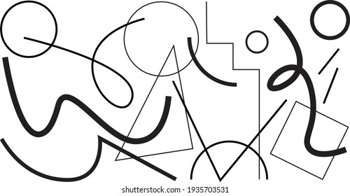 Dibujos de línea. Papel mural abstracto. Ilustraciones vectoriales de diseño