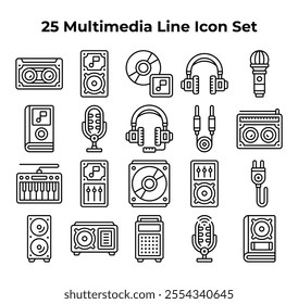 line drawings depict multimedia audio equipment.
