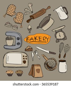 line drawings Equipment for the bakery.