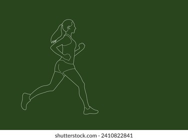 Line drawings of female runners. Flat vector icon for woman or woman jogging for fitness apps and websites.