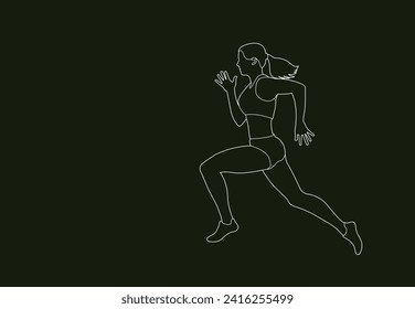 Line drawings of female runners. Flat vector icon for woman or woman jogging for fitness apps and websites.