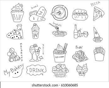 Line drawings food   drink vector