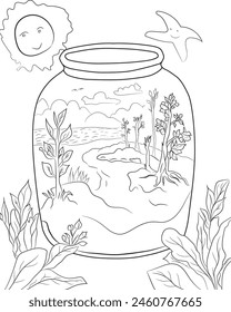 
Line drawings, plants in bottles, imagination, art, EPS files, size 4,000 by 5,000 pixels. 5.eps
