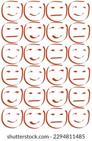 Line drawings in the shape of faces, cartoon style, emojis, used in graphics