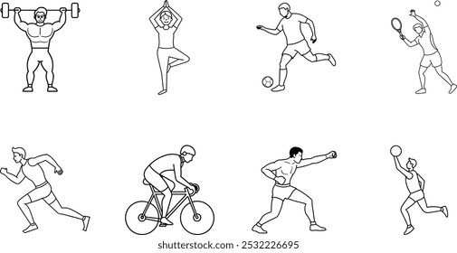 Line Drawings of Various Athletic Activities