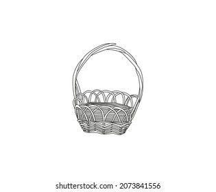 line drawn basket. Vector illustration in line style isolated on white background