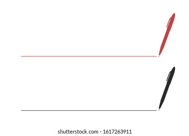 A line is drawn by a pen. (Red and black) The thin type