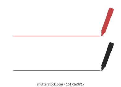 A Line Is Drawn By A Pen. (Red And Black) The Thick Type