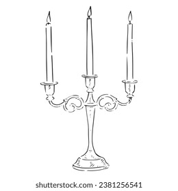 A line drawn candelabra in a sketchy style. Created using Procreate and apple pencil.