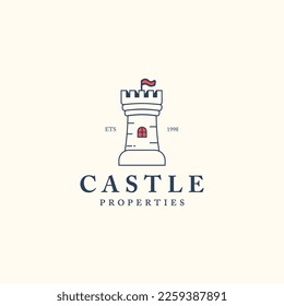 line drawn castle logo template free vector