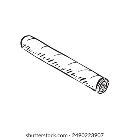 A line drawn cigar as smoked by Winston Churchill, habit, tobacco, Cuban cigarillo, cigarette illustration, doodle vector.