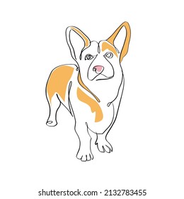 Perro de corgi dibujado en línea. logotipo de perro. Gráficos de línea en un fondo blanco