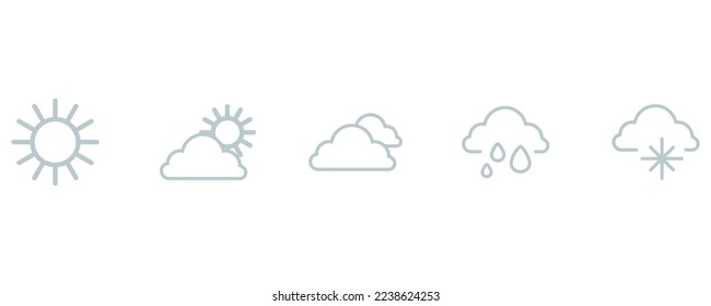 Line drawn grey weather icons