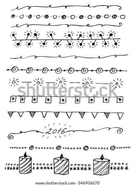 line drawn hand simple handdrawn christmas frame\
hand drawn vector straight border set and design part in satisfied\
new year and merry xmas fancy line drawn hand simple handdrawn\
christmas frame satis