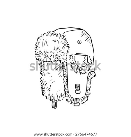 A line drawn hat, with a fur lining. Black illustration